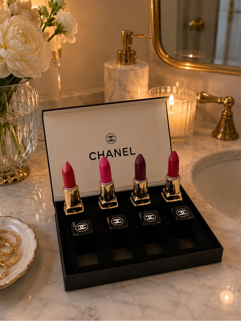 CHANEL Lipstick Set — Red, Pink, Berry, Deep Wine
